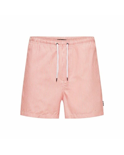 Miesten uimahousut Only & Sons Onsted Stripe Seersucker Pinkki