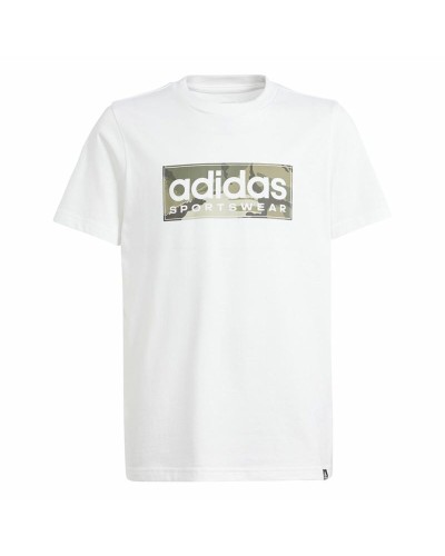 T-shirt med kortärm Barn Adidas B Camo Lin Vit
