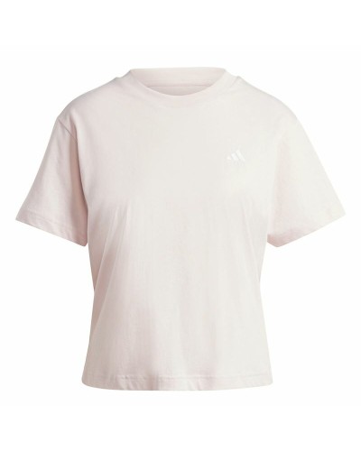 Camiseta de Manga Corta Mujer Adidas Essentials Small Logo Beige Rosa