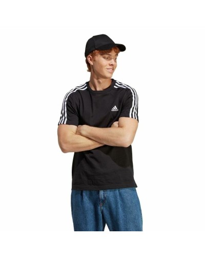 Camiseta de Manga Corta Hombre Adidas Essentials Single 3 Bandas Negro