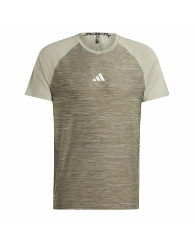Men’s Short Sleeve T-Shirt Adidas Gym+ 3 Bandas Brown
