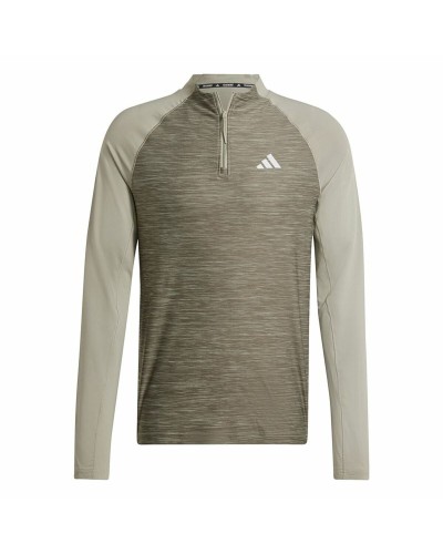 Camiseta de Manga Larga Hombre Adidas Gym+ 3 Bandas 1/4Zip Marrón