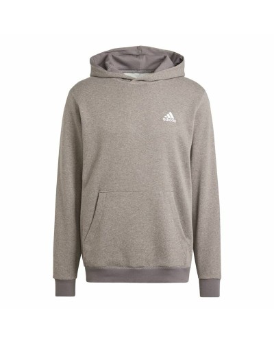 Tröja med huva Herr Adidas Seasonal Essentials Melange Hoodie Brun Beige