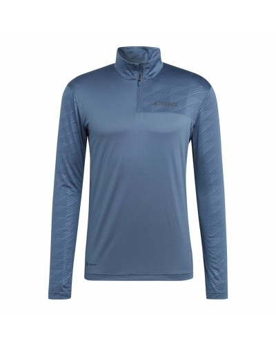 Heren-T-Shirt met Lange Mouwen Adidas Multi Half Zip Ls Blauw