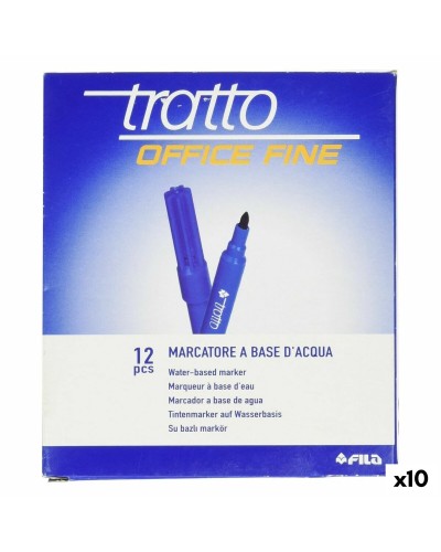 Set Viltstiften Tratto Office Fine Blauw (10 Stuks)