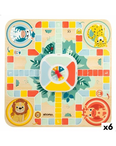 Parchis en Oca Spelbord Woomax Zookabee 30 x 3 x 30 cm Kinderen dieren (6 Stuks)