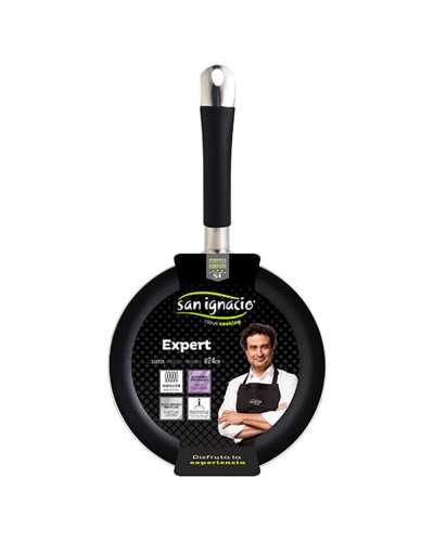 Poêle San Ignacio Expert 24 cm Antiadhésive Grise, pour Cuisiner Sans Matières Grasses
