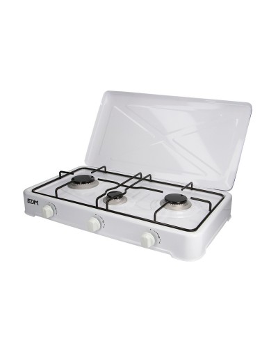 EDM Gasherd Weiß - 2 Flammen Metall 60x33cm - Tragbarer Kocher
