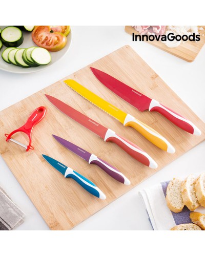 Set de Cuchillos de Cerámica Knoolvs InnovaGoods 6 Piezas: Afilados, resistentes y versátiles.
