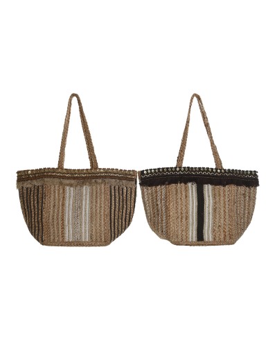 Naisten Käsilaukku DKD Home Decor Ruskea Kerma 50 x 23 x 33 cm (2 osaa)