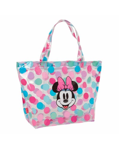 Ostoskassi Minnie Mouse Beach Monivärinen Läpinäkyvä 54 x 35 x 17 cm