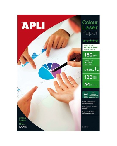 Papier Photo Apli Brillant Double Face - 10x15 cm, 100 Feuilles
