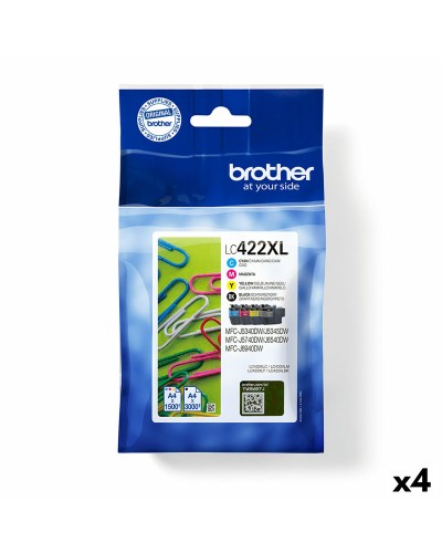 Brother LC422XL Multipack Original Tintenpatronen: Schwarz, Cyan, Magenta, Gelb - Hohe Reichweite (4 Stück)
