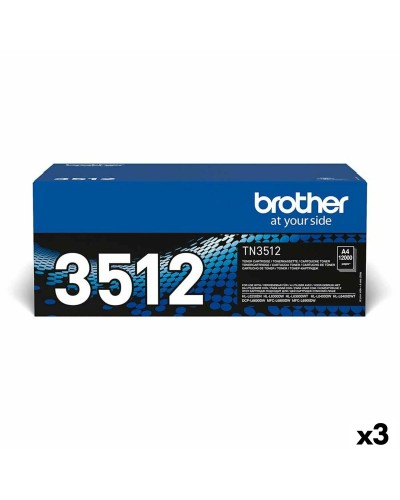 Brother TN3512 Tóner Negro Original (3 Unidades) - Alto Rendimiento
