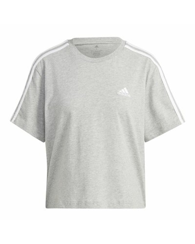 T-shirt med kortärm Dam Adidas 3S Cropped Top Ljusgrå (XS)