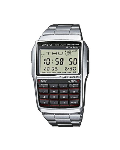 Herrenuhr Casio DATABANK CALCULATOR STEEL Schwarz Silberfarben