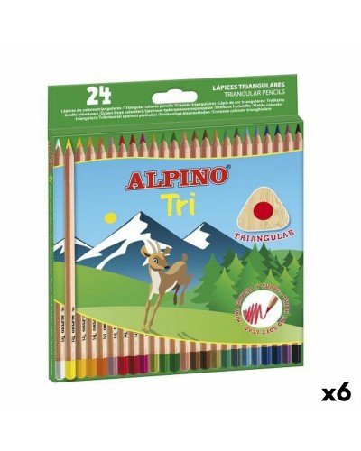 Alpino Crayons de Couleur Tri Multicolores - 6 Unités - Ergonomiques pour Enfants
