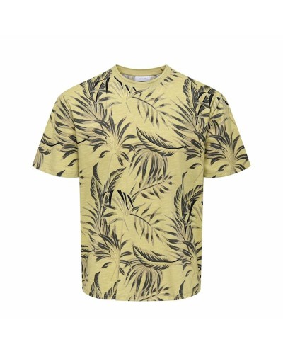 Camiseta de Manga Corta Hombre Only & Sons Onskash Reg Leaf Aop Dorado