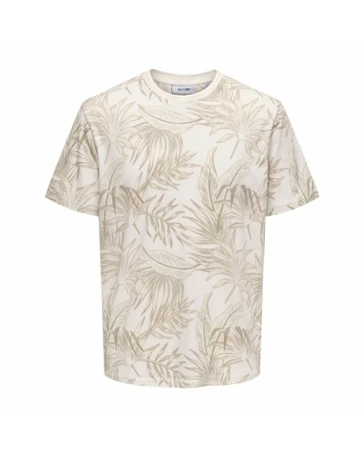Camiseta de Manga Corta Hombre Only & Sons Onskash Reg Leaf Aop Beige