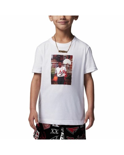 Maglia a Maniche Corte Bambino Jordan Jdb Mj Brand Photo Ss Crew Bianco