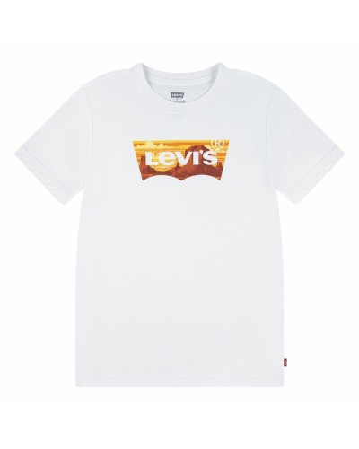 Child's Short Sleeve T-Shirt Levi's Lvb Golden Glow Batwing White