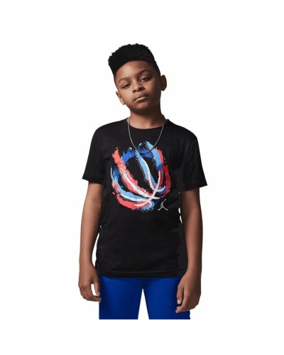 T-Shirt met Korte Mouwen voor kinderen Jordan Jdb Bball Fire Ss Zwart