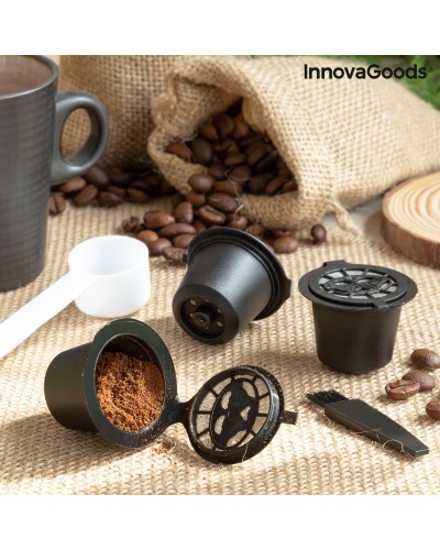 Capsules Réutilisables Recoff InnovaGoods | Lot de 3 | Café Rechargeable | Capsules Acier Inoxydable
