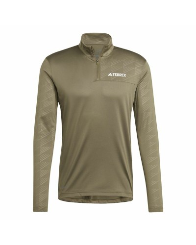 Felpa senza Cappuccio Uomo Adidas Mt Half Zi Ls Marrone