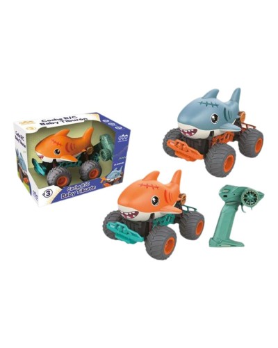 Coche Radio Control Azul Naranja 23 x 16 x 18 cm Tiburón