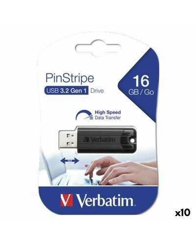 Minnessticka Verbatim Pinstripe Svart 16 GB (10 antal)