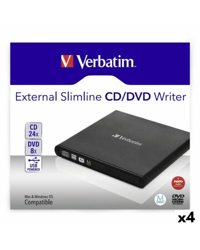 Verbatim Slimline Grabadora de CD/DVD Externa - Negro, Portátil
