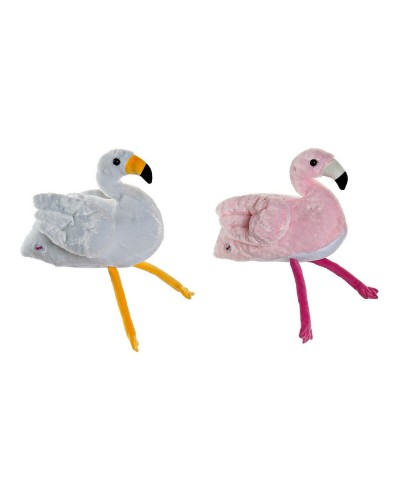Mjukisleksak DKD Home Decor Vit Rosa Barn Rosa flamingo 34 x 25 x 27 cm (2 antal)