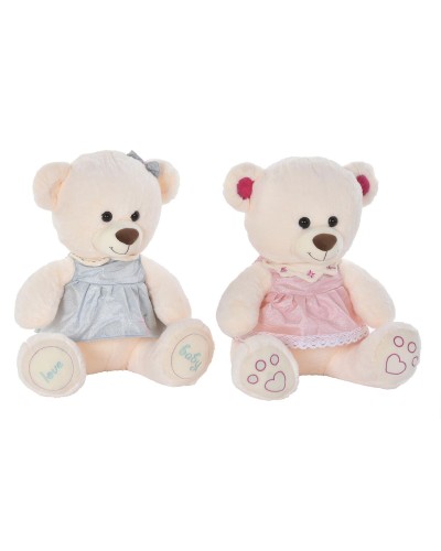 Oso de Peluche DKD Home Decor Beige Rosa Verde Infantil 20 x 20 x 50 cm Oso (2 Unidades)