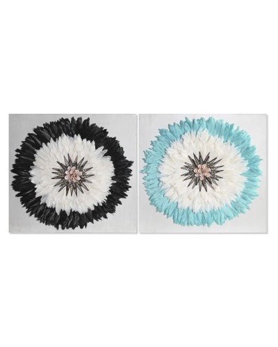 Wanddekoration DKD Home Decor Weiß Schwarz 60 x 6 x 60 cm (2 Stück)