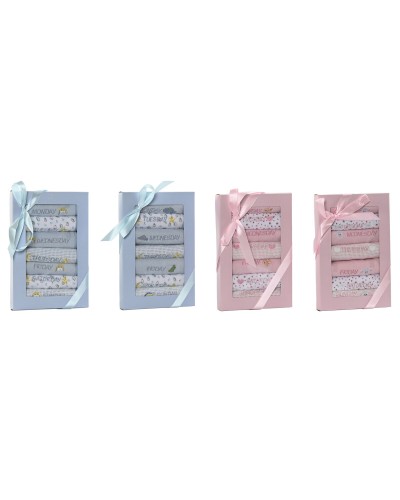 Haklappsset Home ESPRIT Blå Rosa Bomull 19 x 29 x 3 cm (4 antal)