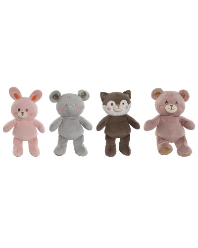 Jouet Peluche Home ESPRIT Marron Gris Rose Polyester Animal 28 x 22 x 32 cm (4 Unités)
