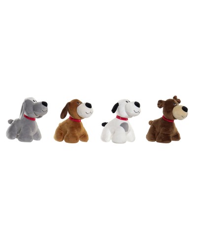 Knuffel Home ESPRIT Wit Bruin Grijs Polyester Hond 22 x 21 x 26 cm (4 Stuks)