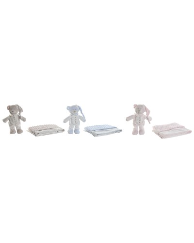 Coffret Bébé Home ESPRIT Bleu Beige Rose Polyester (3 Unités)