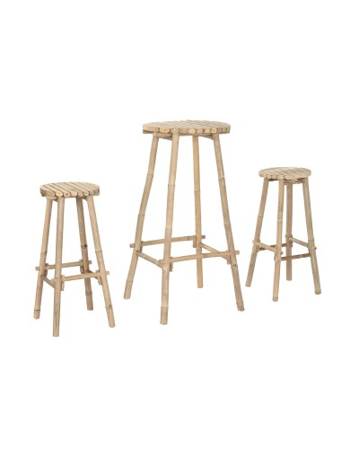 Tavolo con 2 sedie Home ESPRIT Bambù 50 x 50 x 105 cm