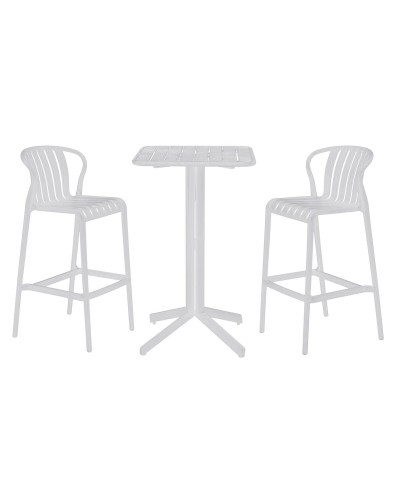 Pöytäsetti 2 tuolilla Home ESPRIT Valkoinen Metalli polypropeeni 60 x 60 x 102 cm