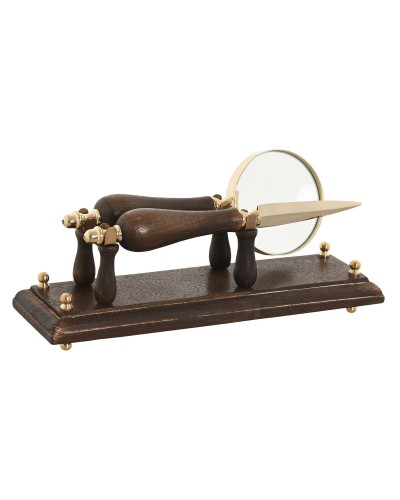 Lente d'ingrandimento Home ESPRIT Ottone Legno di mango 25 x 7 x 11 cm
