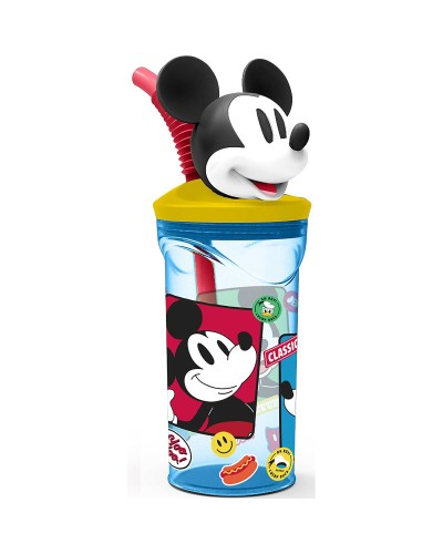 Verre avec Paille Mickey Mouse CZ11336 3D Bleu