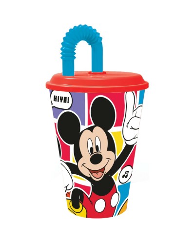 Vaso con Pajita Mickey Mouse CZ11364 430 ml