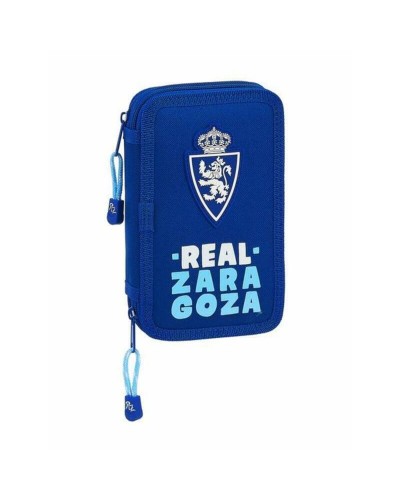 Doppel-Federtasche Real Zaragoza Blau 12.5 x 19.5 x 4 cm (28 Stücke)