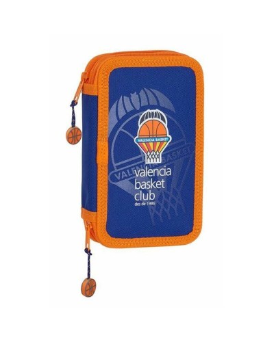 Plumier double Valencia Basket M854 Bleu Orange 12.5 x 19.5 x 4 cm (28 Pièces)