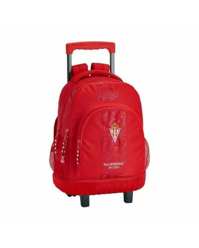 Reppu pyörillä Compact Real Sporting de Gijón SF-611972-818 Punainen (32 x 45 x 21 cm)