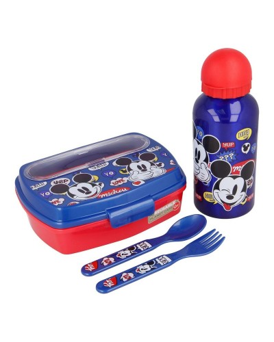 Matset för barn Mickey Mouse Happy smiles 21 x 18 x 7 cm Röd Blå