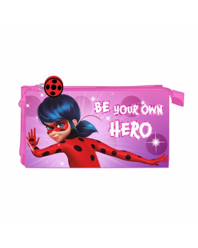 Kolmilokeroinen laukku Lady Bug Fuksia (22 x 12 x 3 cm)