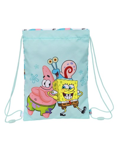Zainetto con Cordini Spongebob Stay positive Azzurro Bianco 26 x 34 x 1 cm