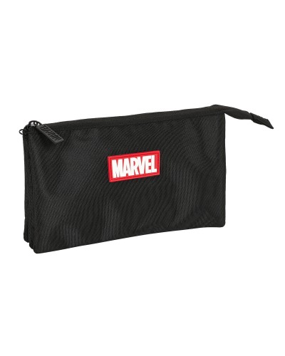 Dreifaches Mehrzweck-Etui Marvel Schwarz (22 x 12 x 3 cm)
